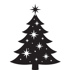 Obraz premium Christmas tree silhouette icon with sparkling star isolated on white background for festive holiday design