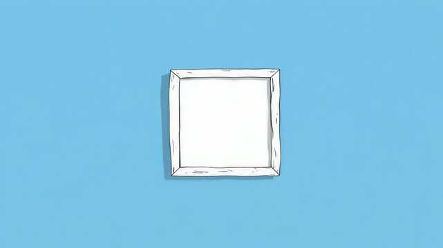 Six white paper squares arranged horizontally on blue background with black gap across middle