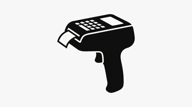 Portable price label printer gun vector silhouette isolated on white background for supermarket retail store