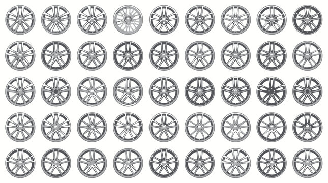 Multiple Circular Metallic Wheel Patterns.