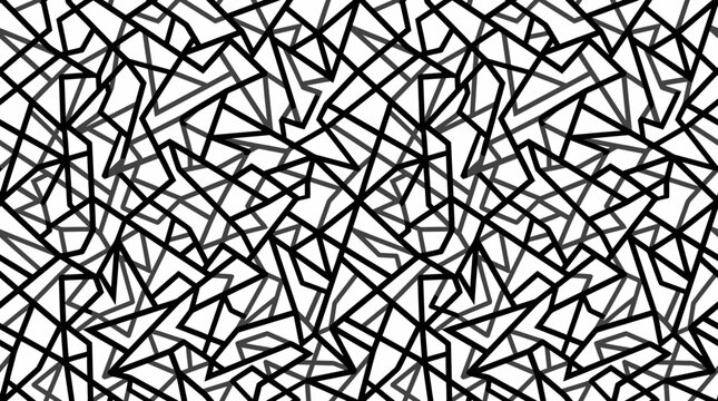 A complex pattern of intersecting black lines on white background