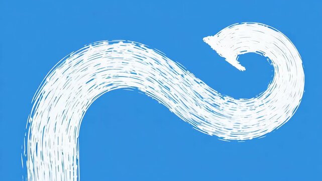 White chalk arrows curve and progress on a vibrant blue background with subtle texture during a seamless loop animation