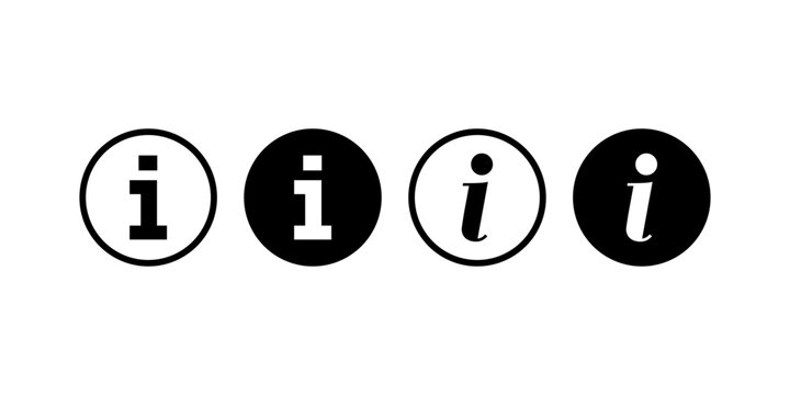 Information icon set with multiple info button symbols for apps websites help sections and interface elements