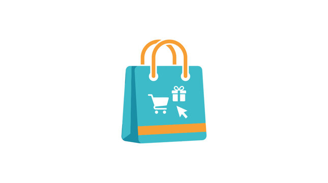 Online Shopping Bag with Cart and Gift Icons
