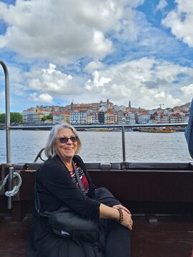 A senior woman enjoying porto
