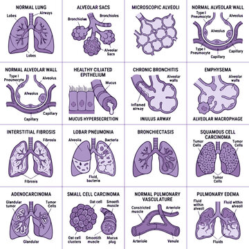 Lung Anatomy and Diseases Infographic Vector Illustration Medical Science