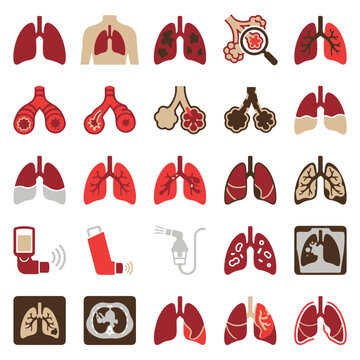 Medical Lung Icons for Healthcare and Respiratory Disease Concepts