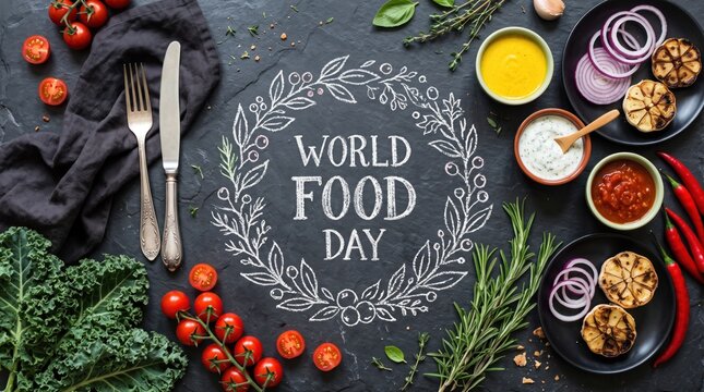 Elegant culinary garnishes arranged for world food day celebration
