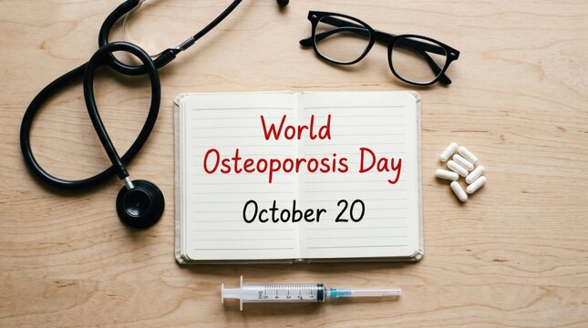 Chalkboard message and stethoscope for world osteoporosis day awareness