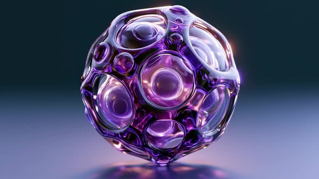 Reflective abstract sphere in modern minimalist design, showcasing complex organic appearance, glossy surface, subtle light gradients, dynamic interplay of light and shadow, high-end commercial stock