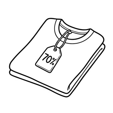 Folded t-shirt with 70% discount tag for Black Friday shopping  