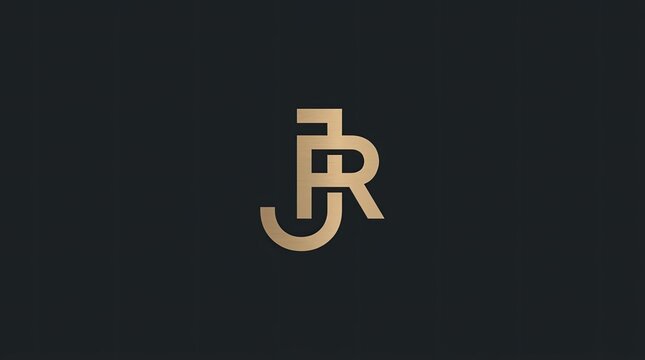 Gold monogram JR letter logo on black background