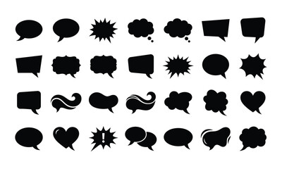 Fototapeta premium Speech bubble silhouette pack clean black shapes vector illustrations.eps