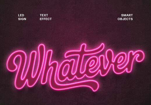 Led Sign Text Effect For Branding And Advertising Design