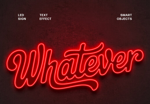 Led Sign Text Effect For Poster And Social Media Design