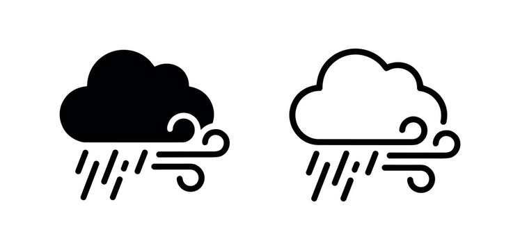 Windy rain cloud icons
