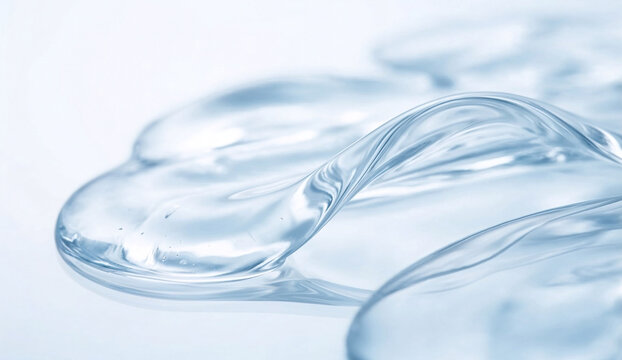 Transparent cosmetic gel texture swirl on white background