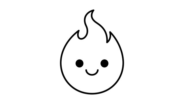 Cute happy fire flame kawaii style character design with character, minimalist