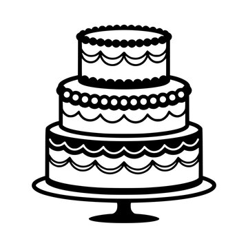 Elegant two-tier wedding cake with decorative icing. Classic celebration dessert for bridal reception and special events.