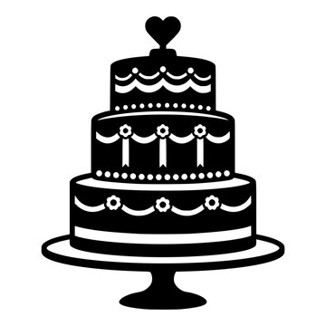 Elegant wedding cake with heart topper for romantic celebrations. Classic tiered dessert design perfect for bridal showers and receptions.