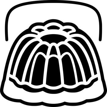 Black and white bundt cake pan illustration. Classic baking mold vector silhouette for kitchen design.