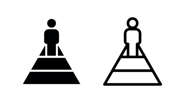Leadership hierarchy icons with person at pyramid top