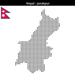 Obraz premium Map of Nepal region Janakpur in medium size dots
