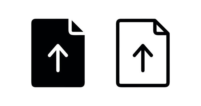 Upload file icon in solid and outline versions, indicating data transfer and document submission.
