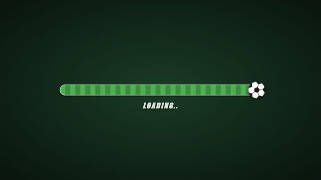 Soccer ball rolling on progress loading bar 4k animation
