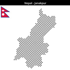 Obraz premium Map of Nepal region Janakpur in medium sized cross shaped dots