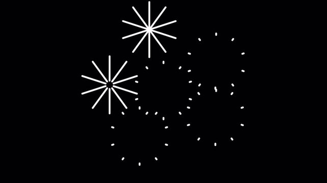 Sparkle Burst Animation, Starburst Particle Explosion, Twinkling Firework Effect, Black Background