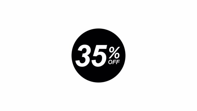 35 Percent Off Discount Tag on transparent background in 4K animation . 35% off sale banner animation .35% percent discount, promotion, and vibrant retail marketing graphic concept with Alpha Channel