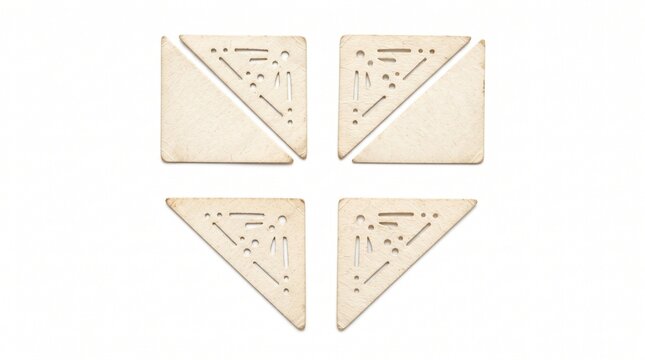 Vintage photo corners set, antique paper mounting tabs for scrapbooking, cream colored adhesive picture holders on white background