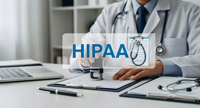 Professional Doctor Verifying Medical Records for Patient Privacy Compliance and Healthcare Data Security Protection Regulations