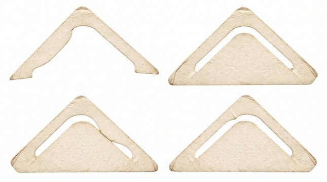 Vintage paper photo corners set, antique scrapbook mounting elements, retro cream adhesive corner tabs for picture framing and album design