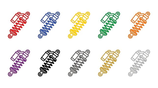Colorful automotive shock absorber icon set.