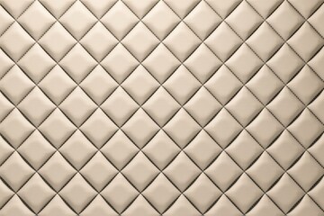 Obraz premium A seamless background, texture of beige, leather upholstery featuring, a classic diamond, quilted pattern with, dark stitching in, a grid arrangement