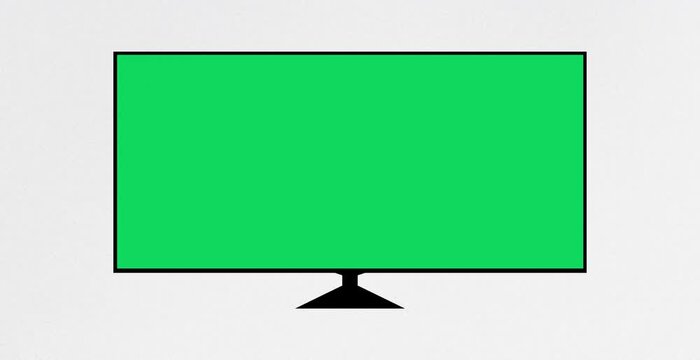 Modern smart TV mockup template featuring a bright green screen display with chroma key for custom video editing presentation. Isolated black television