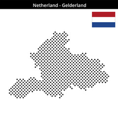 Obraz premium Map of Netherland region Gelderland in medium sized cross shaped dots