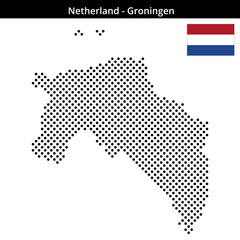 Fototapeta premium Map of Netherland region Groningen in medium sized cross shaped dots