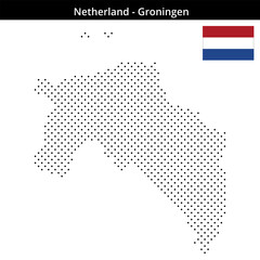 Fototapeta premium Map of Netherland region Groningen in small cross shaped dots