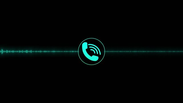 Call phone audio signal visual with teal waveform, glowing pulse, and minimal black communication layout. Perfect for app videos, customer support screens, alerts, and overlays.