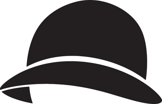 Vintage bowler hat icon silhouette for classic fashion illustration.