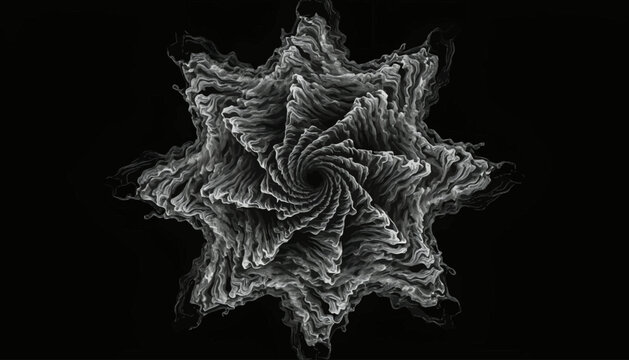Abstract fractal vortex with swirling texture on black background
