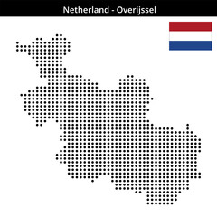 Fototapeta premium Map of Netherland region Overijssel in medium size dots