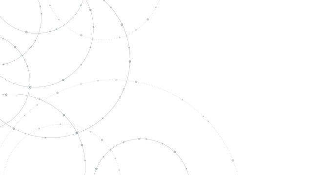 Abstract Circular Connection Network Background with Minimal Digital Nodes, Geometric Lines and Copy Space