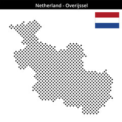 Fototapeta premium Map of Netherland region Overijssel in medium sized cross shaped dots