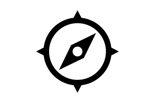 Black Compass Icon Directional Navigation Pointer Rose Element Isolated On Transparent Background Travel Orient Geographic Map Location Indicator Guidance System Vector