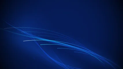 Blue abstract background with Modern particle wavy lines pattern. Technology and futuristic connection concept © pickup