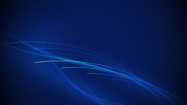 Blue abstract background with Modern particle wavy lines pattern. Technology and futuristic connection concept